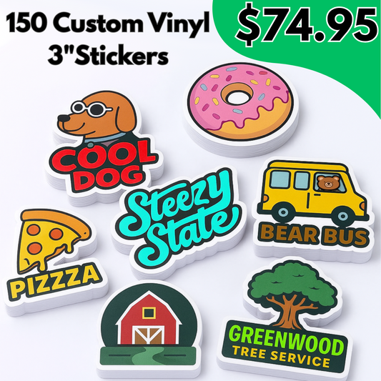 150ct, 3" Custom Vinyl Stickers