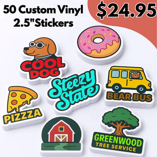 50ct, 2.5" Custom Vinyl Stickers