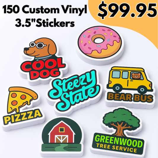 150ct, 3.5" Custom Vinyl Stickers